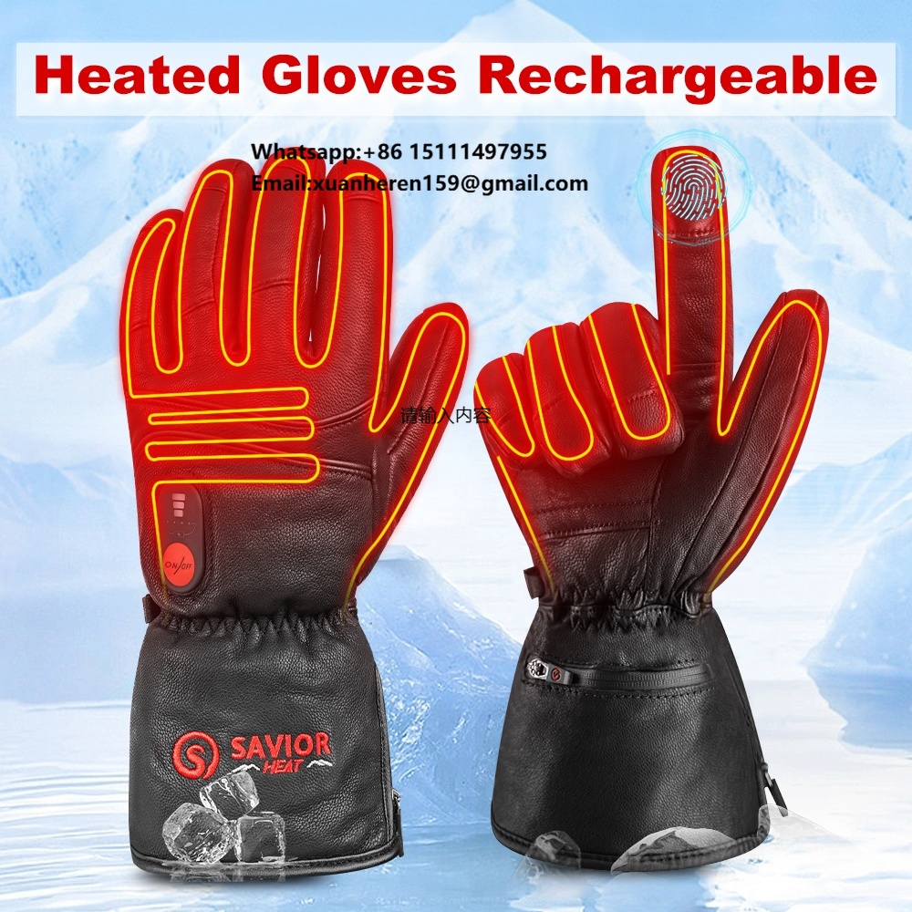 Heated Gloves Electric - Luvas de Couro Aquecidas para Homens